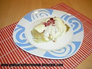 Endibias con cebolla confitada, jamón y queso (sin thermomix)