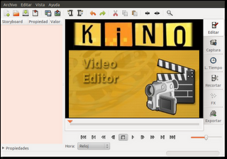 Pantalla principal de kino Capturar vídeo cámara digital en ubuntu con Kino
