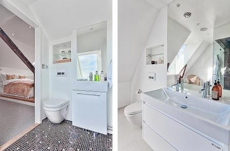 vigas de madera sillas 7 arne jabosen Macarena Gea blog dúplex diseño nórdico diseño escandinavo diseño de interiores decoración sueca decoración en blanco decoración de interiores cuarto de baño moderno cuarto de baño en blanco cocina moderna cocina de diseño cocina blanca aticos de diseño 