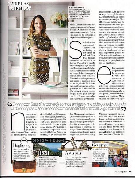 Reportaje a Ana Antic en la revista VOGUE.Conocemos ...