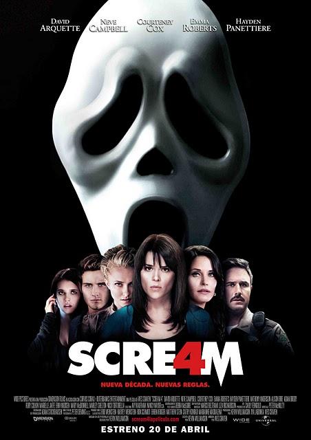 Póster final en castellano de 'Scream 4' y material usado en la película.