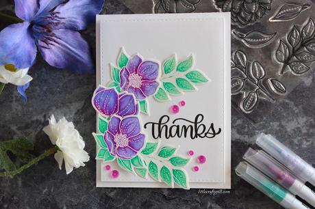 Simon Says Stamp / White embossed flowers colored with Zigs