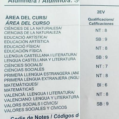 notas, 2ª trimestre, primaria, almazara, 