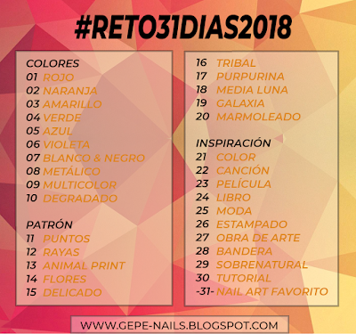 NARANJA           |          #RETO31DIAS2018  NAIL ART