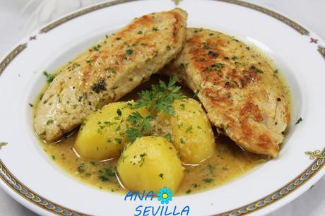Solomillo de pavo en salsa de ajos olla GM