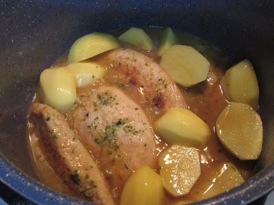 Solomillo de pavo en salsa de ajos olla GM