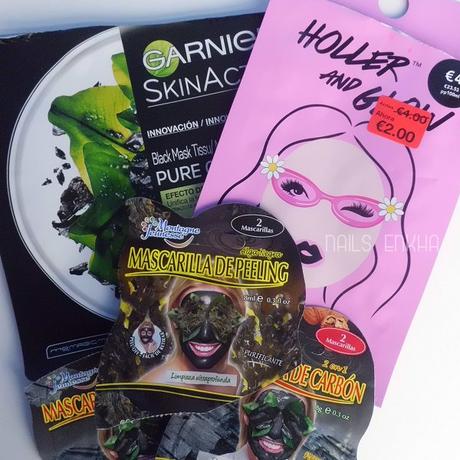 Black Mask Tissu Garnier SkinActive / PS Holler And Glow  / Montagne Jeunesse Mascarilla Peleling Alga Negra / Montagne Jeunesse Mascarilla de Carbón 2 en 1