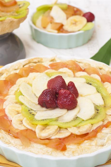 Tartaleta de frutas con crema pastelera de coco