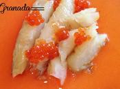 Rape jugo tomate asado caviar pimiento