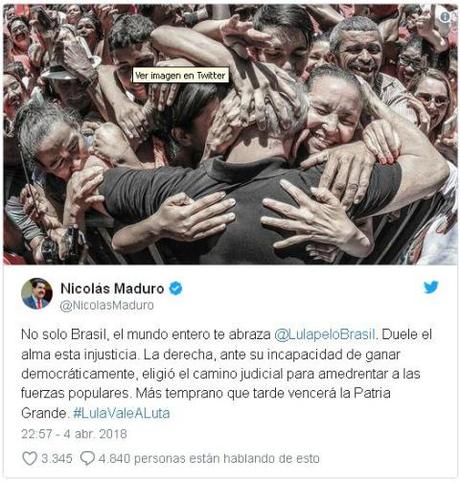 Maduro califica de “injusta” la decisión del Tribunal Supremo sobre Lula