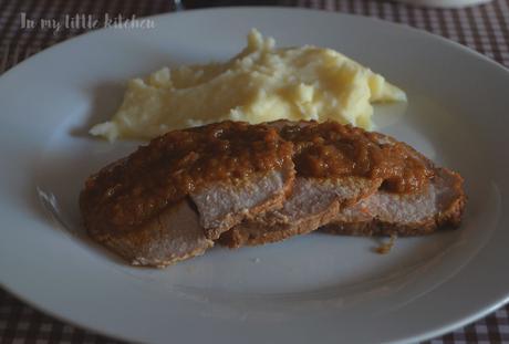 Roti de cerdo con salsa de verduras