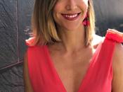 Coral dress statement earrings