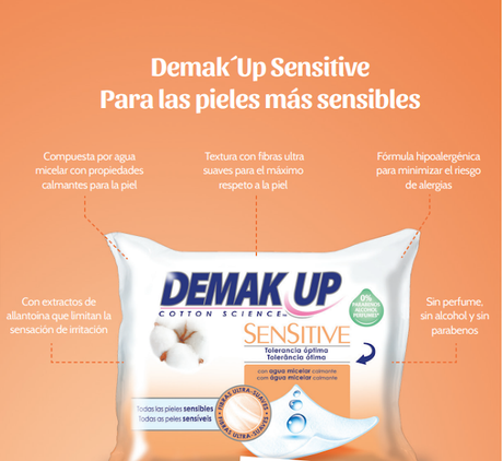 La rutina de limpieza facial con toallitas Demak Up Sensitive y Expert