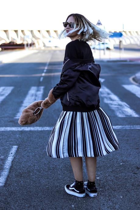 BOMBER & STRIPED SKIRT