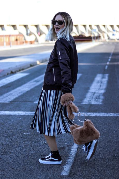 BOMBER & STRIPED SKIRT