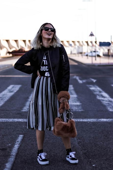 BOMBER & STRIPED SKIRT