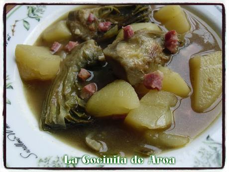 GUISO DE ALCACHOFAS CON PATATAS Y JAMON