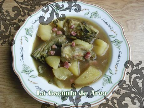 GUISO DE ALCACHOFAS CON PATATAS Y JAMON