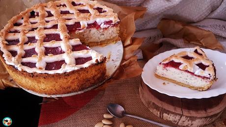 Tarta de queso con salsa de frambuesas