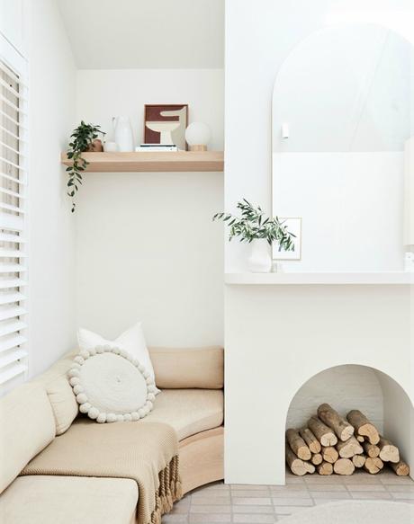 Una encantadora tiny home en color rosa empolvado Una encantadora tiny home en color rosa empolvado