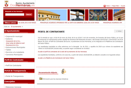 El “Perfil del contratante” se integra en la plataforma de contratación del sector público