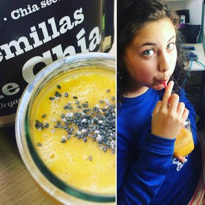 smothie, batido, platano, piña, mandarina, chía, 