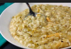 Receta de cocina: Rissoto de salmón, calabaza y camemembert.