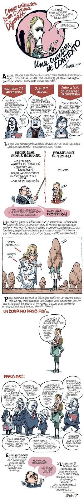 El vuelo de Cifuentes con su “mastergate” y su estrepitosa caída.