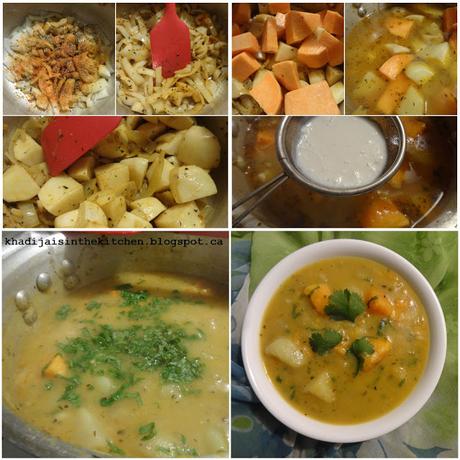 SOUPE DE POMMES DE TERRE ET PATATES DOUCES  / WHITE POTATO AND SWEET POTATO SOUP / SOPA DE PATATAS Y BATATAS / حساء البطاطس و البطاطا الحلوة