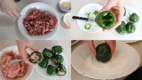 RECETA -  Pimientos rellenos de carne en salsa española