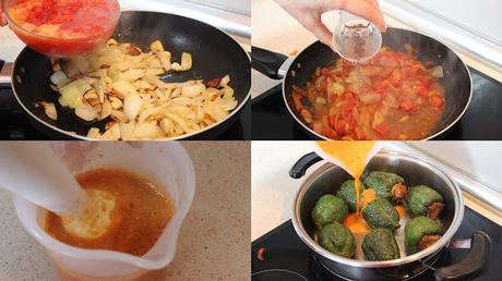RECETA -  Pimientos rellenos de carne en salsa española