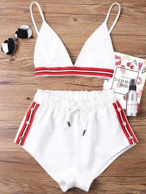Bra Two Piece Shorts Tracksuit - White S