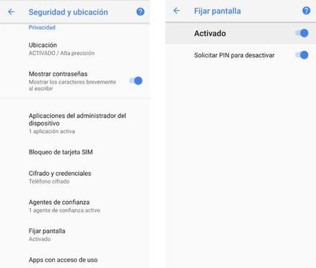 Habilitar fijar pantalla - Fijar pantalla en Android Fijar pantalla en Android