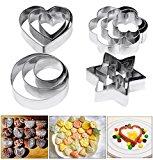 Moldes, Amison 12 piezas de metal cortadores de galletas corazón estrella círculo molde en forma de flor