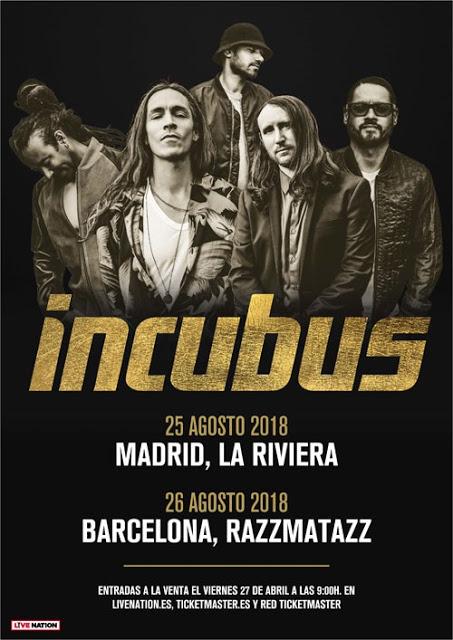 Incubus anuncian conciertos en agosto en Madrid y Barcelona Incubus anuncian conciertos en agosto en Madrid y Barcelona