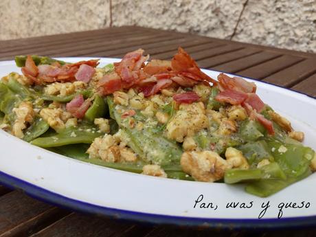 Ensalada de judías verdes con bacon y nueces
