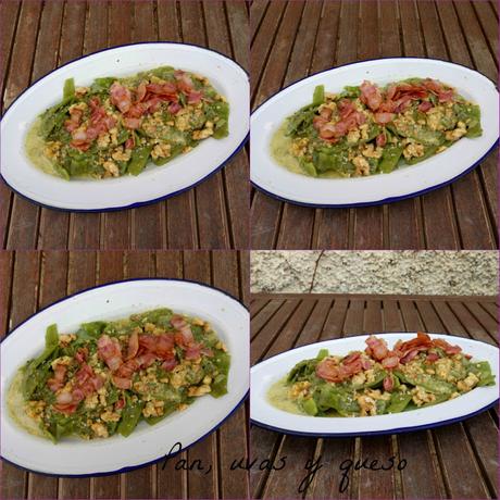 Ensalada de judías verdes con bacon y nueces