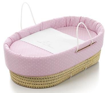 Vestiduras para moises, seron o capazo de mimbre del bebe vestidura seron nina color rosa