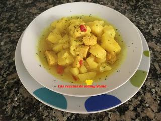 GUISO DE PATATAS CON PECHUGA DE POLLO Y CÚRCUMA EN OLLA GM E Y TRADICIONAL