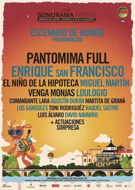 Sonorama Ribera tendrá un Escenario de Humor con Pantomima Full, Enrique San Francisco, El Niño de la Hipoteca, Miguel Martín...