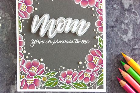 MOM'S CARD: Pencil coloring on dark cardstock