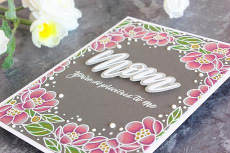 MOM'S CARD: Pencil coloring on dark cardstock