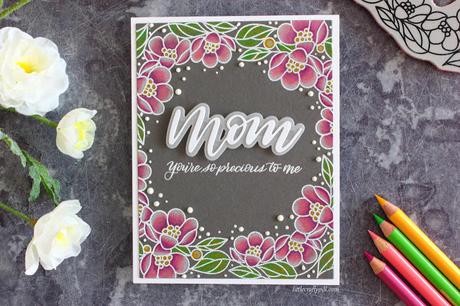 MOM'S CARD: Pencil coloring on dark cardstock
