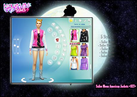 Chaquetas Americanas de Sailor Moon para Los Sims 4