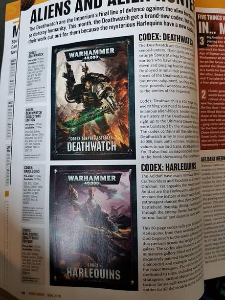 Fotos completas de los precios de lanzamientos de W40K para Mayo