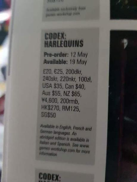 Precio del portal Eldar y codex Arlequines filtrados