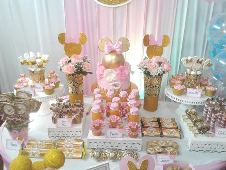 👶 🎈 🍰 🍭 FIESTA INFANTIL MINNIE GOLD 👶 🎈 🍰 🍭