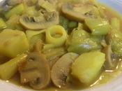 Puerros patatas champiñones curry