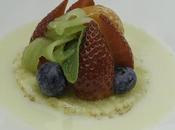 Macedonia frutas sopa chocolate blanco