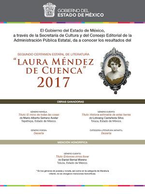 DIFUNDEN NOMBRES DE LOS GANADORES DE CERTAMEN ESTATAL DE LITERATURA “LAURA MÉNDEZ DE CUENCA”